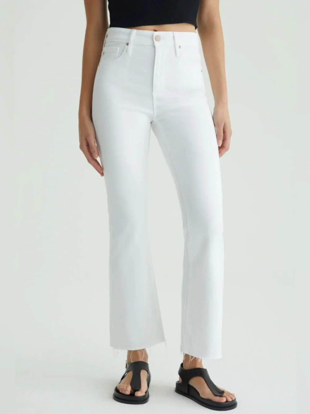 AG Adriano Farrah Boot Crop Jeans White High Rise Raw Hem | Size 26